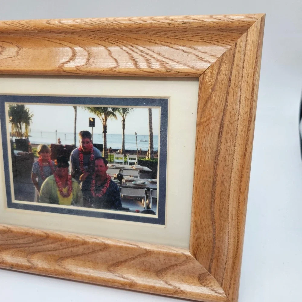 Solid Oak Wood Picture Frame 4x6 Matted Tabletop Wall Mount Natural Grain